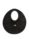 Jacquemus Le Rond Spiaggia Shoulder Bag In Raffia In Black