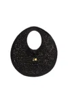 Jacquemus Le Rond Spiaggia Shoulder Bag In Raffia In Black
