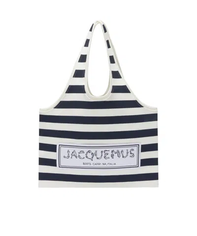 Jacquemus Le Sac Marcel Striped Soft Bag In White