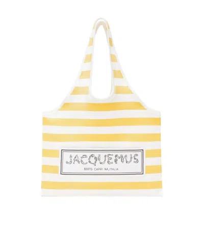 Jacquemus Le Sac Marcel Striped Tote Bag In White