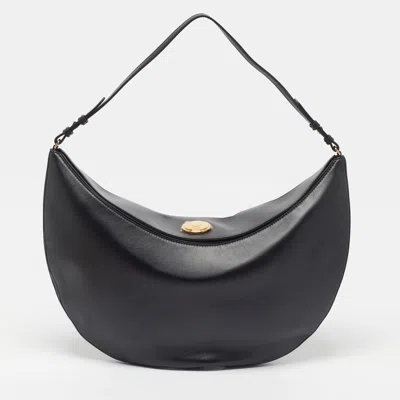 Pre-owned Jacquemus Le Sac Ovalo Black Leather Hobo In Gold