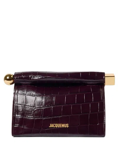 Jacquemus Le Sac Rond Car Clutch Bag In Burgundy