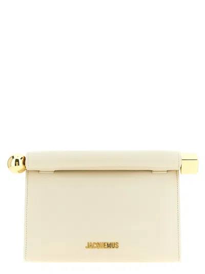 Jacquemus Le Sac Rond Carré Clutch In Beige