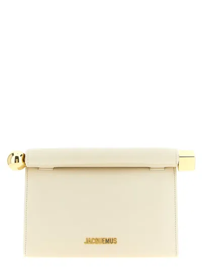 Jacquemus 'le Sac Rond Carré' Clutch In White