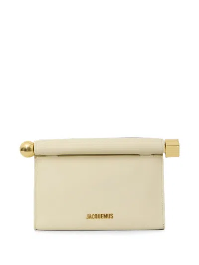 Jacquemus Le Sac Rond Carre Leather Clutch In White