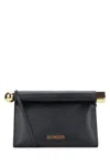Jacquemus Rectangular Lamb Leather Clutch With Rolled Handle In Black