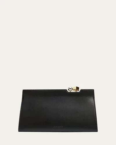 Jacquemus Le Salon Rond Carre Leather Clutch Bag In Black