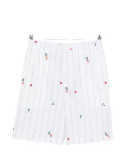 Jacquemus Striped Shorts Featuring Embroidered Vegetable Motifs In Multi