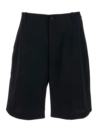 Jacquemus Le Short Camargue Black Bermuda Shorts With Belt Loops And Wide Leg In Wool For Men