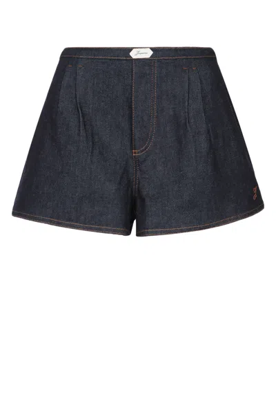 Jacquemus Amelo Shorts Contrast Stitching Elastic Waistband In Blue