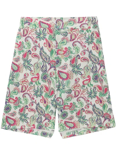 Jacquemus White Le Raphia 'le Short Pingo' Shorts In 1dy Print Paisley Pa