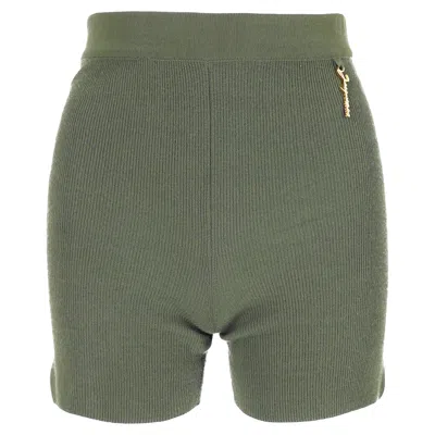 Jacquemus Le Short Pralu Knit Shorts In Green Viscose