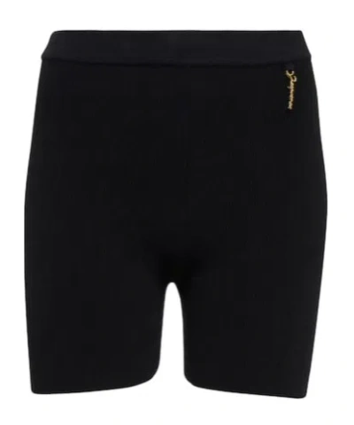 Jacquemus Le Short Pralu Ribbed-knit Shorts In Black