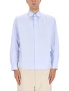 Jacquemus Long Sleeve Button-down Shirt With Curved Hem In Blue