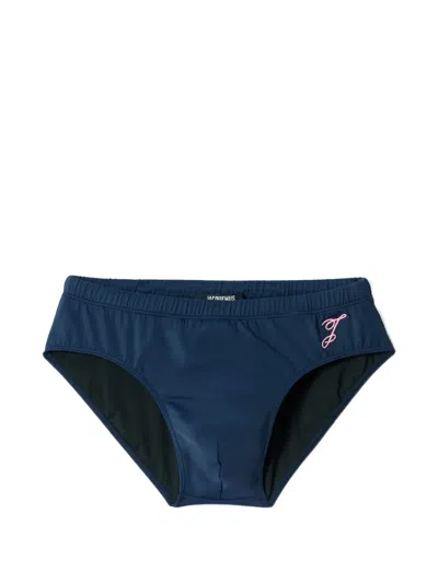 Jacquemus Le Slip De Plage Logo-embroidered Swimming Trunks In Blue
