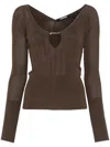Jacquemus Pralu Ribbed-knit Top In Braun