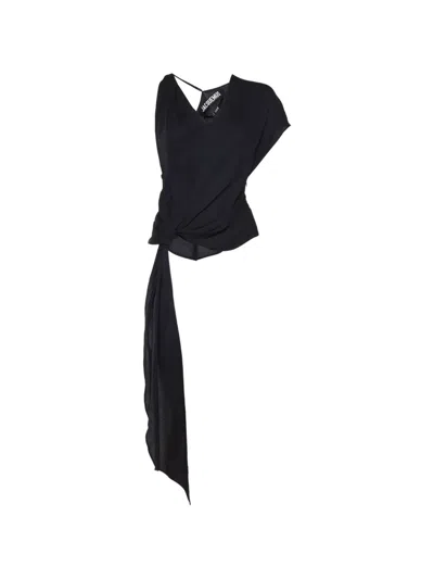 Pre-owned Jacquemus Le Souk Draped Asymmetric Top In Grey