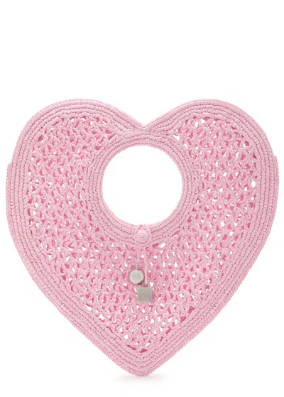 Jacquemus Le Spiaggia Coeur Heart Raffia Tote Bag In Pattern