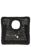 Jacquemus Carre Spiaggia Embellished Braided Raffia Tote In Black 990