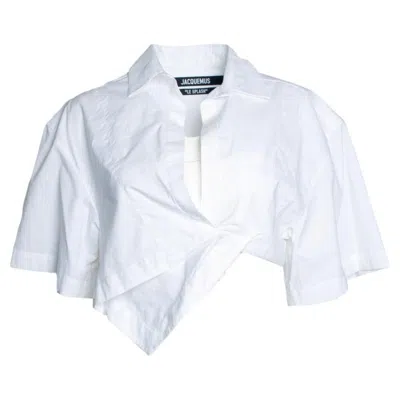Pre-owned Jacquemus , Le Splash Cropped Cotton Top In White
