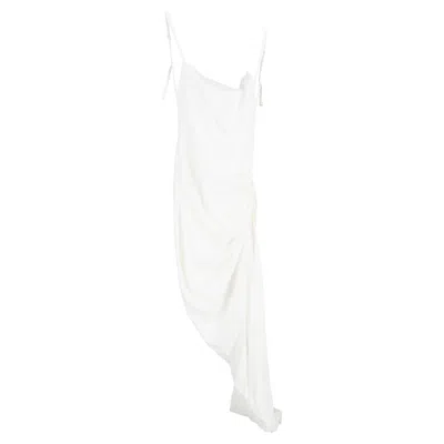 JACQUEMUS LE SPLASH DRAPED DRESS IN WHITE VISCOSE