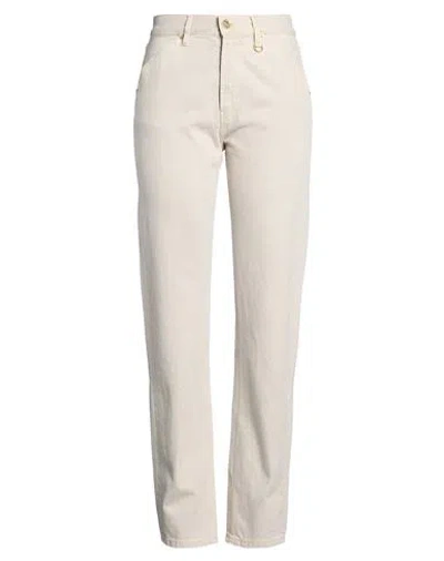Jacquemus Le Splash Woman Jeans Beige Size 32 Organic Cotton In Multi