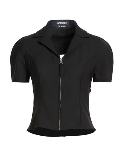 Jacquemus Le Splash Woman Shirt Black Size 8 Virgin Wool, Elastane