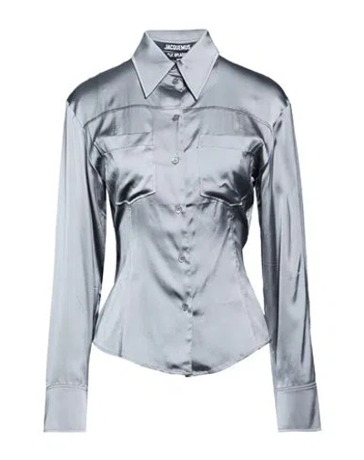 Jacquemus Le Splash Woman Shirt Grey Size 8 Viscose, Elastane In Blue