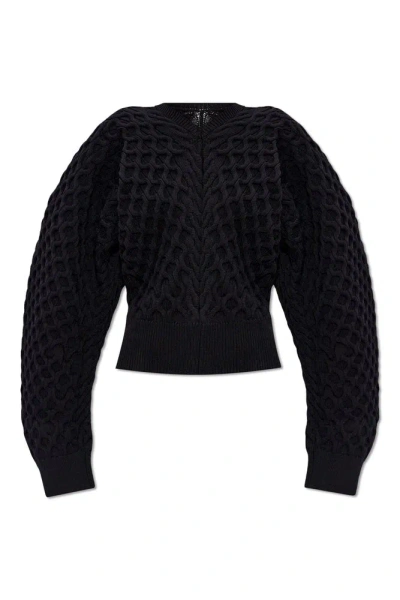 Jacquemus Le Sweater Boule Torsade Oversized Jumper In Black