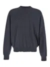 Jacquemus Dark Grey Crewneck Embroidered Sweater In Blue