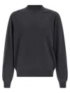 Jacquemus Dark Grey Crewneck Embroidered Sweater In Gray