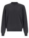Jacquemus Long Sleeve Crewneck Sweater With Ribbed Cuffs In Gray