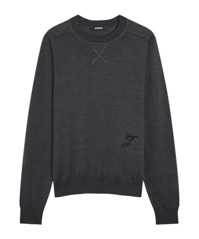 Jacquemus Le Sweater Merino Wool-blend Jumper In Black