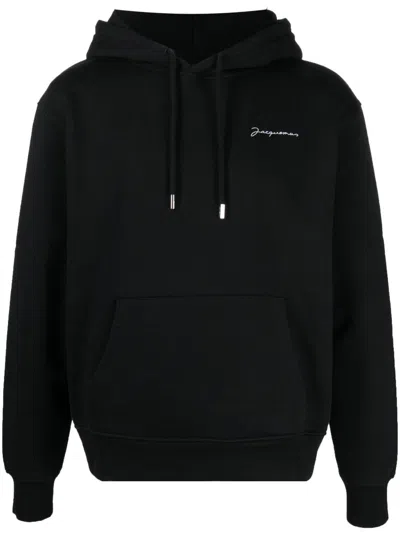 Jacquemus Le Sweatshirt Brode Hoodie In Black
