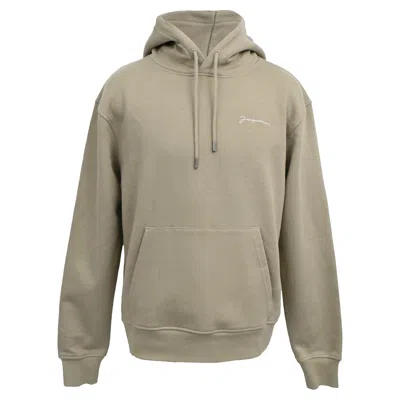 Jacquemus Le Sweatshirt Brodé Hoodie In Beige Cotton In Gray