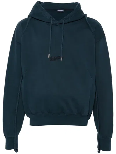 Jacquemus Le Camargue Organic Cotton Hoodie In Blue