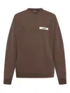 Jacquemus Basic Crew Neck T-shirt With Long Sleeves In Brown