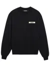 Jacquemus Mens Black Grosgrain-logo Long-sleeve Cotton T-shirt In Black