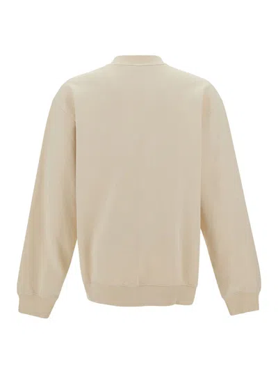Jacquemus 'le Sweatshirt Gros-grain' Beige Sweatshirt With Logo Patch In Neutral