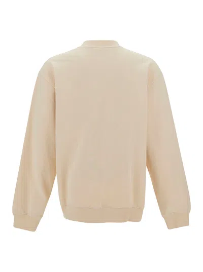 Jacquemus Le Sweatshirt Gros-grain Beige Sweatshirt With Logo Patch In Cotton Man