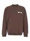 Jacquemus Le Sweatshirt Gros-grain Brown Sweatshirt With Logo Patch In Cotton Man In Brown