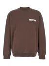 Jacquemus Le Sweatshirt Gros-grain Brown Sweatshirt With Logo Patch In Cotton Man