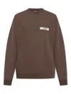Jacquemus Basic Crew Neck T-shirt With Long Sleeves In Brown
