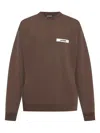 Jacquemus Basic Crew Neck T-shirt With Long Sleeves In Brown