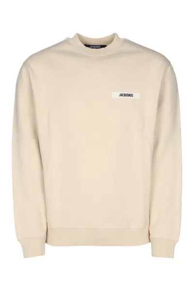 Jacquemus Long Sleeve Sweatshirt With Grosgrain Logo In Neutral