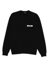Jacquemus Mens Black Grosgrain-logo Long-sleeve Cotton T-shirt In Black