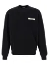 Jacquemus Mens Black Grosgrain-logo Long-sleeve Cotton T-shirt In Black