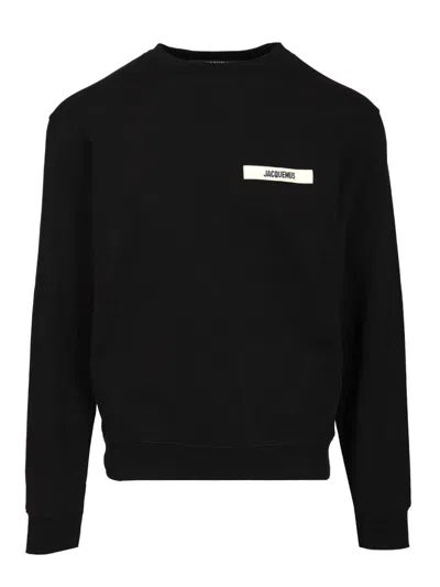 Jacquemus Relaxed Fit Long-sleeve Shirt With Minimalist Patch Detail In Black