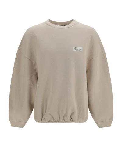 Jacquemus Le Sweatshirt Montaigne Crewneck Sweatshirt In Brown