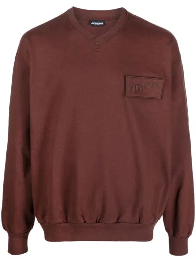 Jacquemus Logo-patch Sweatshirt In Brown
